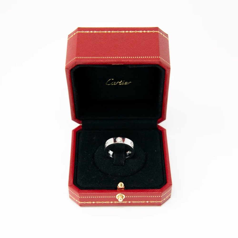 CARTIER 18K WHITE GOLD 3 DIAMOND LOVE RING